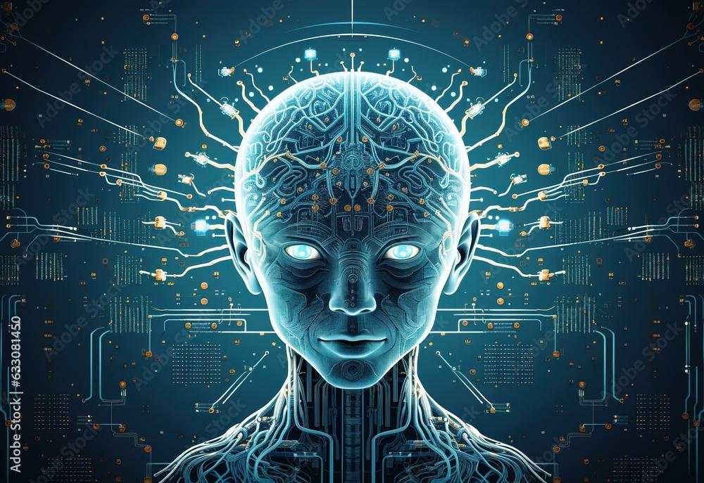Poster abstract artificial intelligence. technology web background. virtual concept