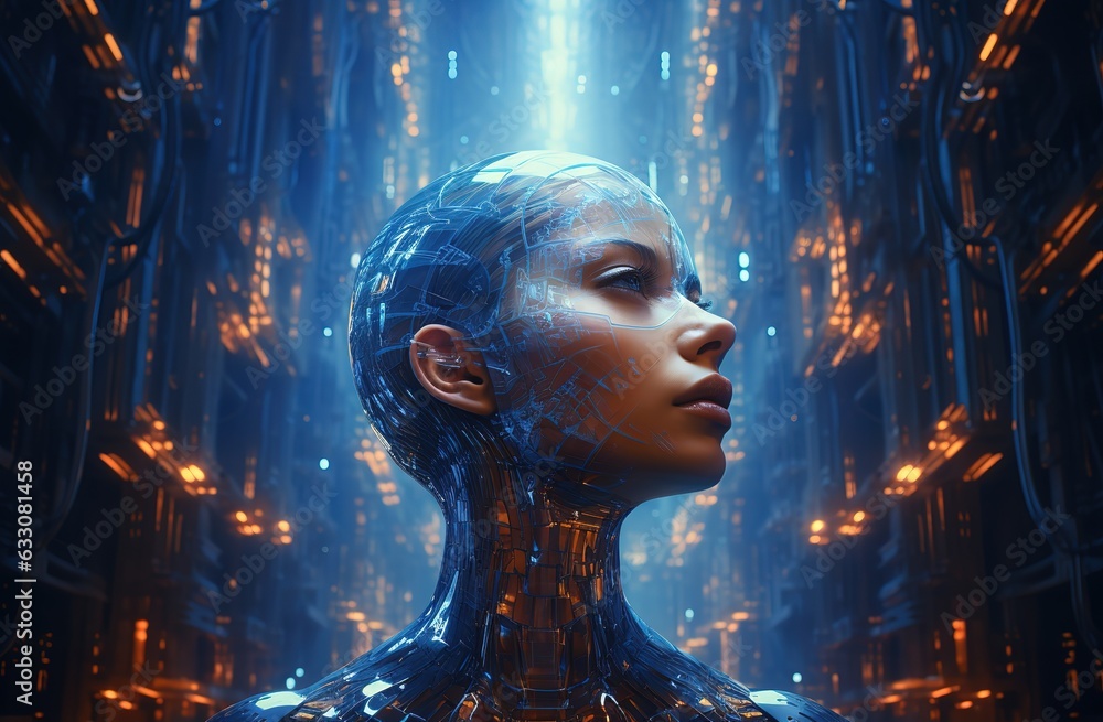 Aufkleber abstract artificial intelligence. technology web background. virtual concept