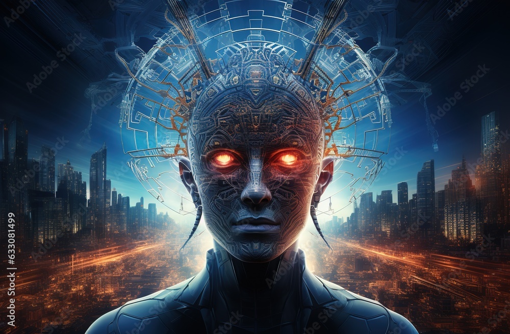 Aufkleber abstract artificial intelligence. technology web background. virtual concept