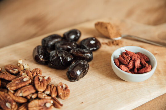 Pecans, dates and goji berries