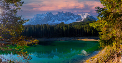Lago di Carezza (Karersee), a Beautiful Lake in the Dolomites, Trentino Alto Adige, Italy