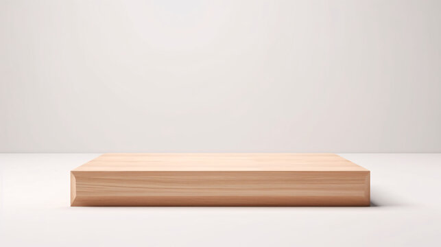Elevate your product display with a wooden stage on a pristine white background. The versa podium, boasting minimalist design and attention to detail, serves as an elegant showcase to display products