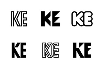 Set of letter KE logos. Abstract logos collection with letters. Geometrical abstract logos