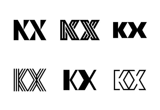 Set of letter KX logos. Abstract logos collection with letters. Geometrical abstract logos