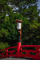 Traditional japanese lantern on a bridge