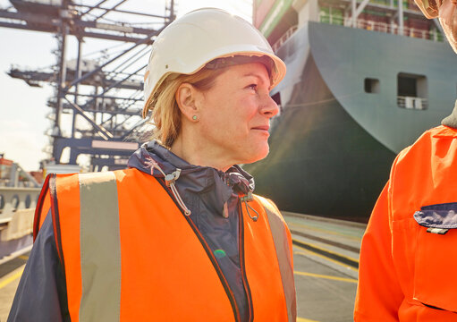 Dock workers at Port of Felixstowe, England