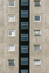 Building exterior with symmetrical windows 