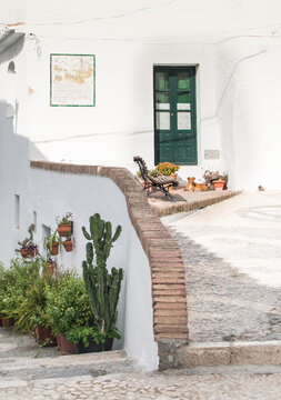 Brick wall by house in Spain