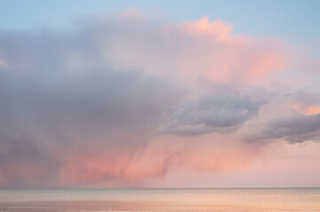 View of beach and sky at sunset