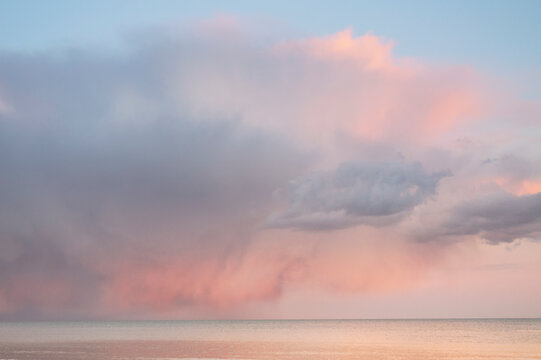 View of beach and sky at sunset