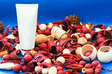 Blank cream tube in aroma concept