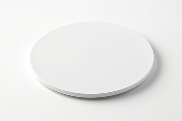 Round white stand for product placement on a white background.
