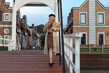 Autumn with a blonde in the old town
