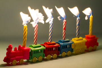 Toy Train and Birthday Candles