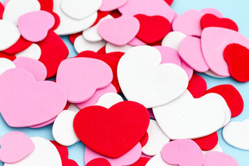 Foam Hearts of Various Sizes and Colors