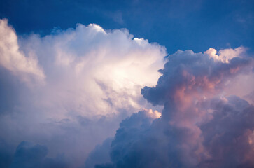 forming thundercloud in sunlight natural background