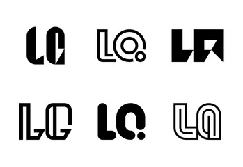 Set of letter LQ logos. Abstract logos collection with letters. Geometrical abstract logos