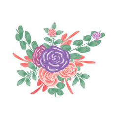 Watercolor Flower Bouquet For Wedding, Greeting, Invitation, Birthday Card With Transparent Background