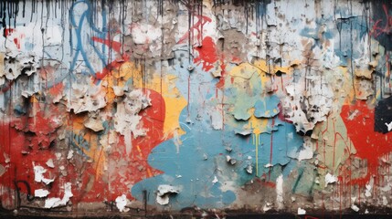 Fototapeta premium An old colorful wall with peeling paint, background, wallpaper, texture