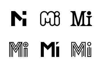 Set of letter MI logos. Abstract logos collection with letters. Geometrical abstract logos
