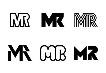 Set of letter MR logos. Abstract logos collection with letters. Geometrical abstract logos