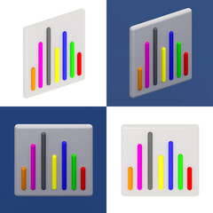 Set of bar diagram icons. 3d illustration