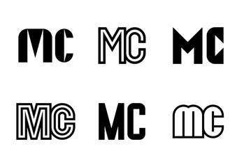 Set of letter MC logos. Abstract logos collection with letters. Geometrical abstract logos