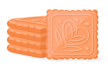 Shortbread cookies. Cartoon homemade tasty cookies, fresh crumbly and buttery cookies flat vector illustration