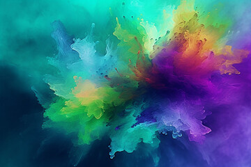 Smoke abstract background with blue, purple and green color