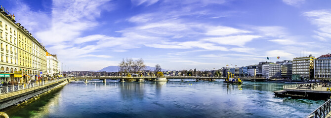 Panoramic view of river in modern city