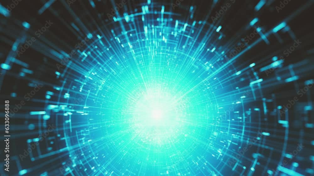 Poster hitech space scifi network landcape background/ 4k animation of an abstract digital data business te