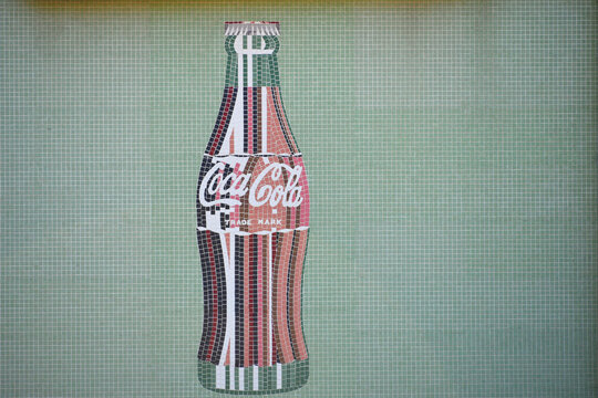 Coca-Cola Bottle Mosaic Tile Mural On Old Coke Bottling Plant In Staunton, VA 