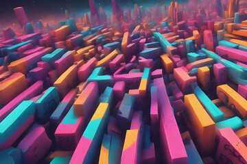 Abstract Rows of Colorful Patterns