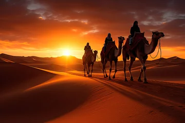 Stickers pour porte Marron profond The three wise men in the desert with their camels