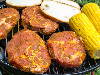 Steaks, Bread and Corn on Cob