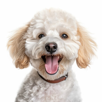 Smiling Poodle Dog with White Background - Isolated Portrait Image