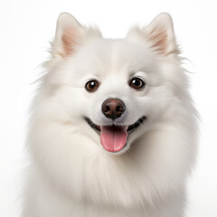Obraz premium Smiling American Eskimo Dog with White Background - Isolated Image