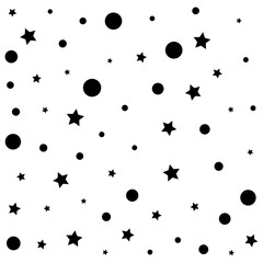Confetti Polka Dots and Stars Black Pattern