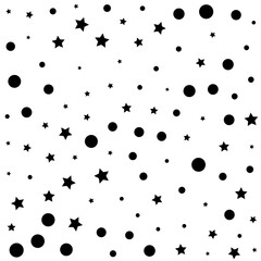 Confetti Polka Dots and Stars Black Pattern