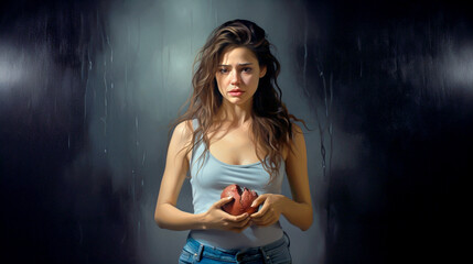 portrait of a woman in  dress sensuality broken heart