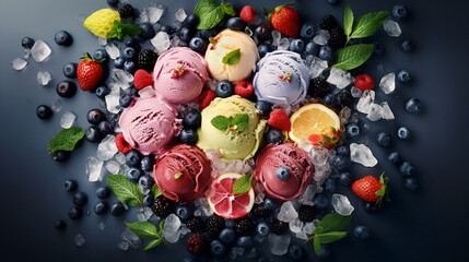 ice cream with fruits and berries wallpaper