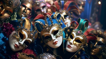 Foto auf Glas venetian carnival mask wallpaper italian costume festival © Volodymyr