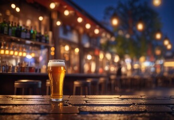 Bokeh background of street bar beer restaurant, outdoor