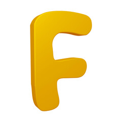 3D alphabet letter f in golden color for education and text concept