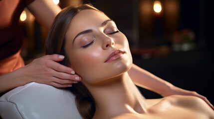 portrait of a woman relaxation spa salon  massage