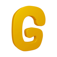3D alphabet letter g in golden color for education and text concept