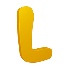 3D alphabet letter l in golden color for education and text concept