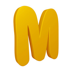 3D alphabet letter m in golden color for education and text concept