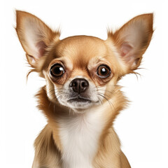Isolated Chihuahua Dog with Visibly Sad Expression on White Background
