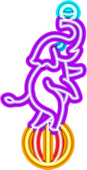 Fototapeta premium Elephant Ball Neon Sign. Vector Illustration of Entertainment Festival Glowing Symbol. SVG